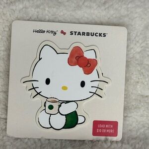 Starbucks Hello Kitty preloaded gift card with Red Bow and Green Cup